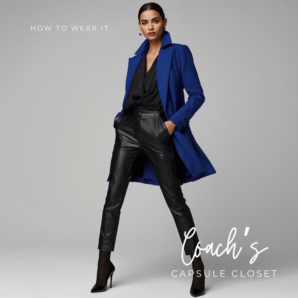 Cobalt Blue Wool-Blend Trench Coat – Size Small | Coach’s Capsule Closet - Picture 8 of 10